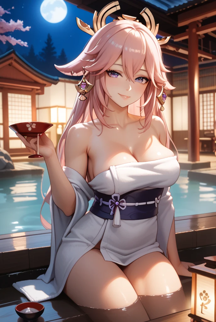 ((midynight, best qualtiy, 8K, tmasterpiece :1.3)), full bodyesbian, long leges, Sharp focus :1.2, A beautiful woman with a perfect figure :1.4, Slender abs :1.1, (, gigantic cleavage breasts :1.2), (nighttime scene, the roof:1.3)), Highly Detailed Face and Skin Textur, Fine Eye, 二重まぶた,(best qualtiy)Meticulous Gao Yagui lace gold skinny cheongsam girl,(Background with:Exquisite bar、Alcohol from different countries、Bartender),Sit on the floor of the bar,spread their legs,Wear a pink skinny cheongsam,Paired with noble pink lace,Excitation,cleanness,Bare chest,Protruding lower abdominal muscles,Reveal tight panties,And for《Super》Add a cinematic touch to your scene,(((Super big breasts:K cup))),((Pink curls,Pick dyeing、Colorful)),Tied with a high ponytail,Film lighting completes the overall atmosphere。