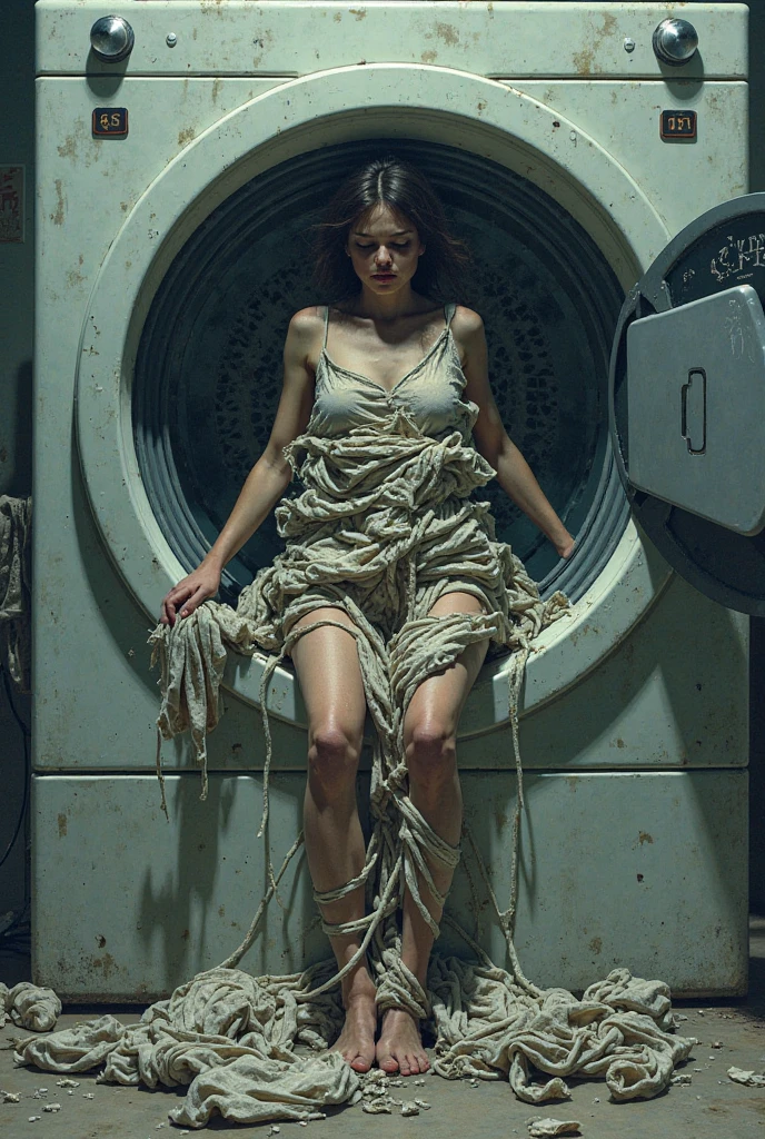 (((naked))), (((nude))), Bondage, ( in a deep old abandoned tiny cramped filthy waste covered toxic waste dump ), ((there are gas canisters and propane tanks around girl)), ((lying in deep pit)), tight choker, Tied Woman in a deep old abandoned tiny cramped filthy waste covered toxic waste dump looking down in dejection,, Full Body, ((arms behind back ankles tied together)), ((legs and ankles tied together)),((legs bondage)), ((ankle bondage)) , ((ankles tied together)), ((unable to walk)), ((knees bondage)), gorgeous sexy Woman very very very skinny anorexic waist, (((swedish))), very small exposed breasts, face scared, pain, horror, terrified, crying tears, (((17yrs old girl))), very long curly brown hair with bangs in high ponytail huge hairbow, hair ribbons, BDSM, slave