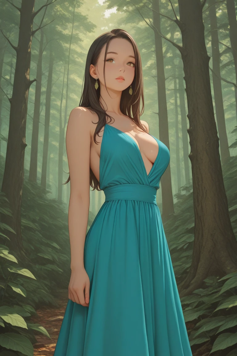 a girl,(whole body:1.8),Cool summer clothing,Sling Suit,No tights,Expose the collarbone,Show a little breast,(Accurate hand structure:1.1),(Healthy limbs),Plant background,Reduced Purity,(the best quality:1.1),Pretty fine forest bushes vine background,Classic two-dimensional beautiful hairstyle,Lovely face shape,pretty face,Very fine details,dynamic nature,Masterpiece,the best quality,