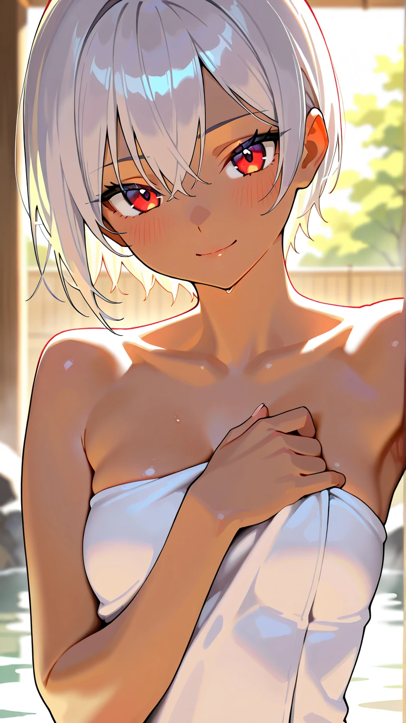 _9, score_8_up, score_7_up, Cute spider girl with crimson eyes and long silver hair wearing tomboy outfit