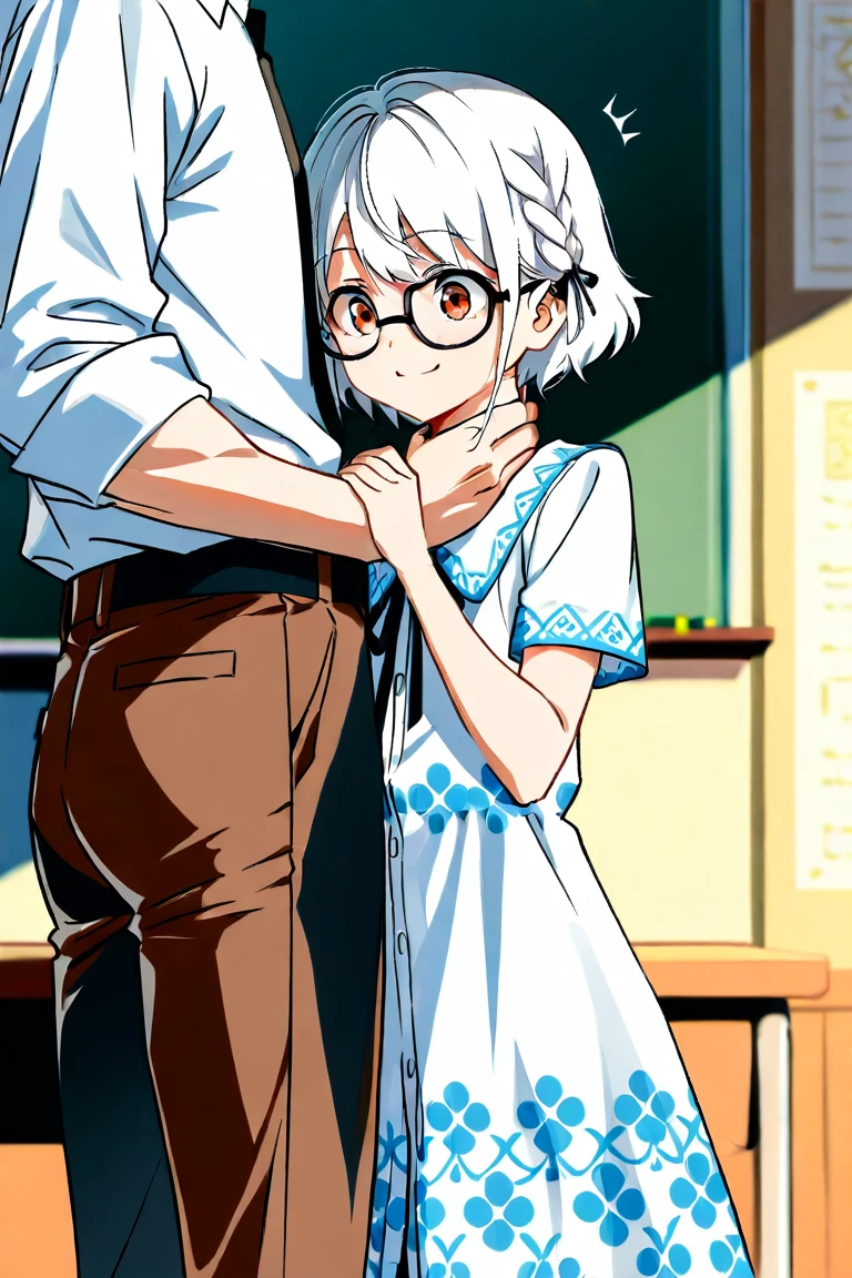 Kikoru Shinomiya, check_9, check_8_up, check_7_up, check_6_up, check_5_up, check_4_up, backlight, White background, BREAK source_Anime, source_obvious, 1 middle aged man and 1 girl, deep Throat, invasion, From Side, squat, in makoto style, megami magazine, Anime screencap, BREAK 1girl, profile, blush, embarrassed, half-closed eyes, looking, huge breasts, One, on open air, shiver, movement lines, Sub, Couple, saliva, cowboy shot