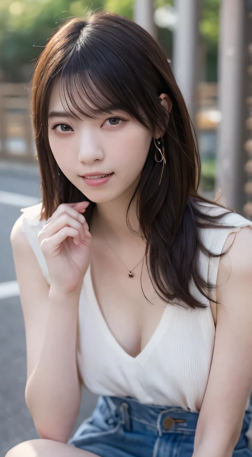 masterpiece, highest quality, 8k, 20th Generation, Large Breasts, cute, alone, sad, cute, Girlish, Delicate girl, Pure beauty, RAW Photos, Professional photography, Portraiture, Soft Light, Professional Lighting, Backlight, Upper Body, avert your eyes, Sophisticated, Film Grain, (Eyes and facial details:1.0), Short floating hair, Beautiful, flowing hair, bangs, (Loose-fitting see-through blouse(Vibrant pastel colors))、(Large Breasts:1.2)、You can see a little cleavage、Nipple protrusion、Dolly Makeup、Translucent white skin、White Breasts、Odd Eye、The colour of the left and right eyes are different