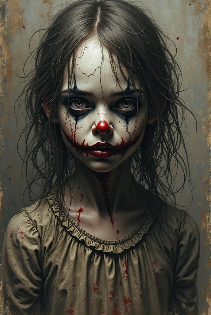Clown Painting, Nazi SS Officer, Dystopia, Spooky, nightmare, Anxious, Spooky, dark, Rotten, Zdzislaw Beksiński
