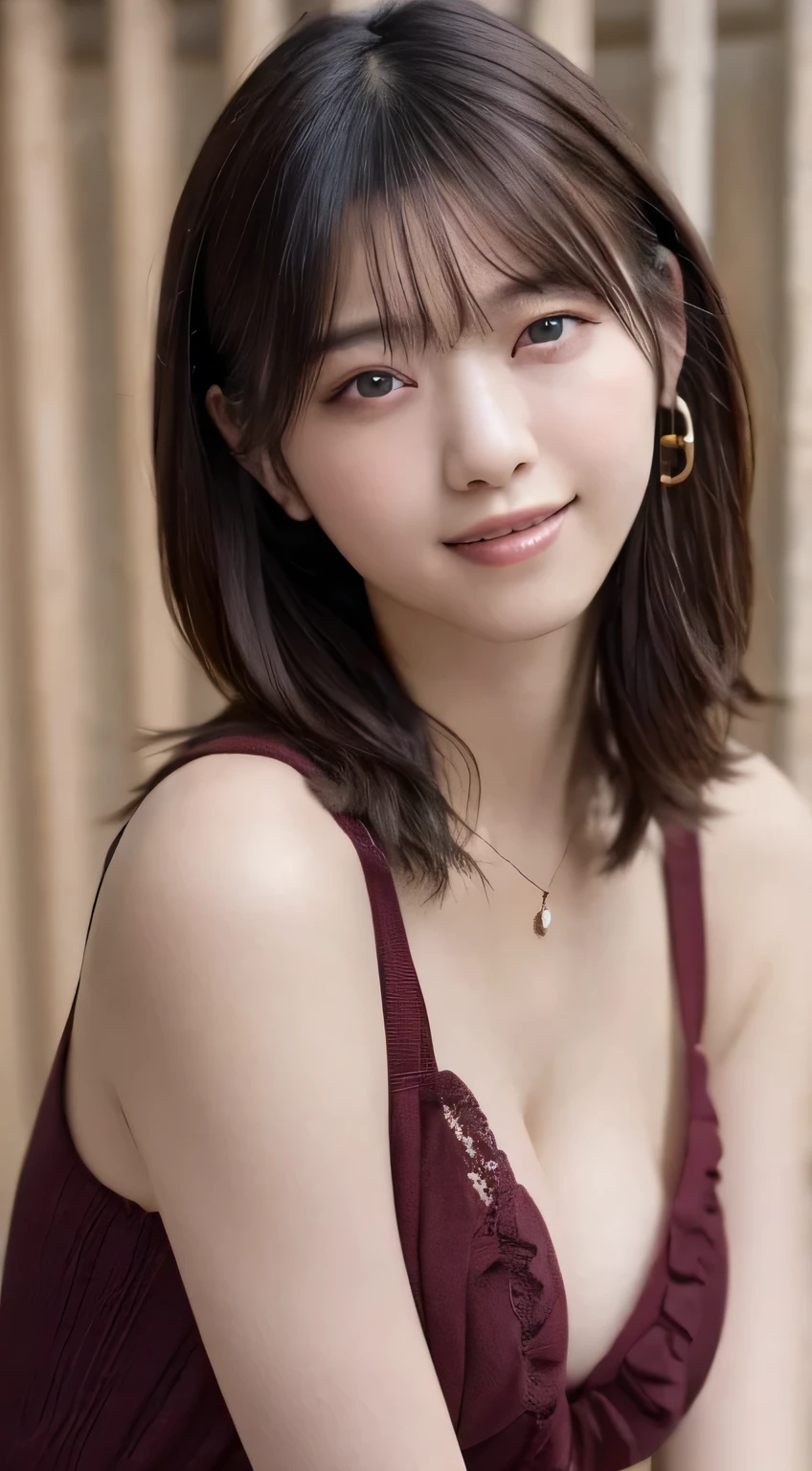 (1 nogizaka girl,The face of a 15 year old,RAW Photos,Photo Real:1.5),(最high quality, high quality,High resolution, 最high quality,ultra High resolutionolution,High resolutionolution,High resolution,超High resolution,Large file size,8K,2k wallpaper,8K wallpaper,high quality texture,wonderful,Very delicate:1.4),one girl, Famous idols of Japan,Cute face,Small face,Absurd,Ridiculous,incredibly Ridiculous,Blurred Background,(Idol Uniform,short hair,Cleavage,No makeup:1.2),Medium skin,Beautiful Skin,Detailed skin,Black Hair,Silky Hair,Iris,Japanese Nose,Five fingers,(Particles of light, Lens flare, Luminous Particles: 0.7),View your viewers,Bright lighting,Professional Lighting,girl