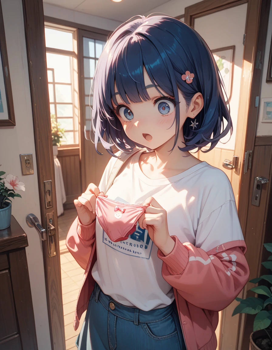 masterpiece,Highest image quality,Kindergarten children,embarrassed expression,white underwear