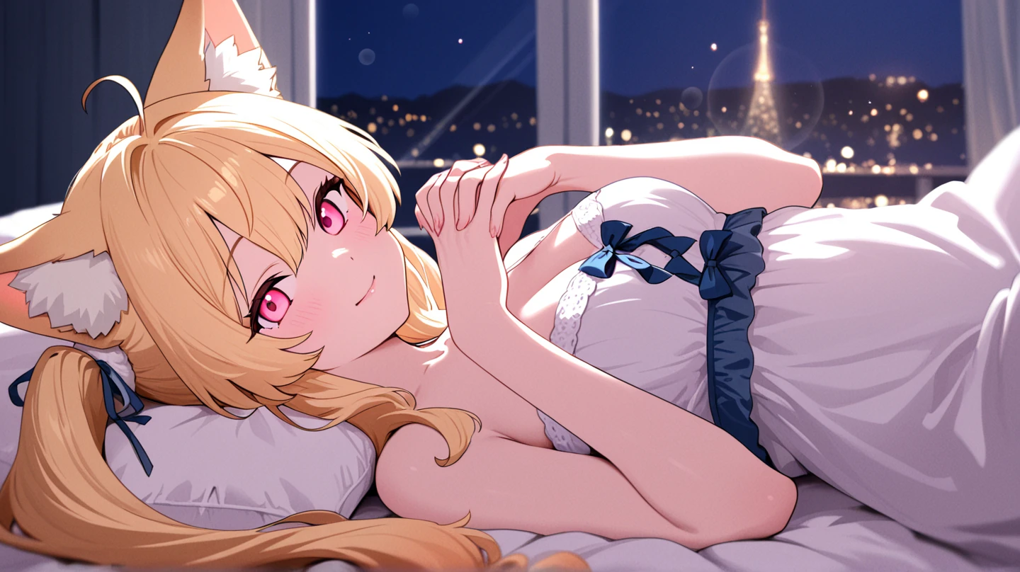 (top quality beautiful illustration),(((cute little loli))),(((tiny loli))),(((little girl))),(((small body))),(((childish face))),(((very fine pretty face))),(blonde long hair),(very detail shiny blue eyes),(seductive),(smile),(large breasts),(white bikini),(night time),(sexy pose)