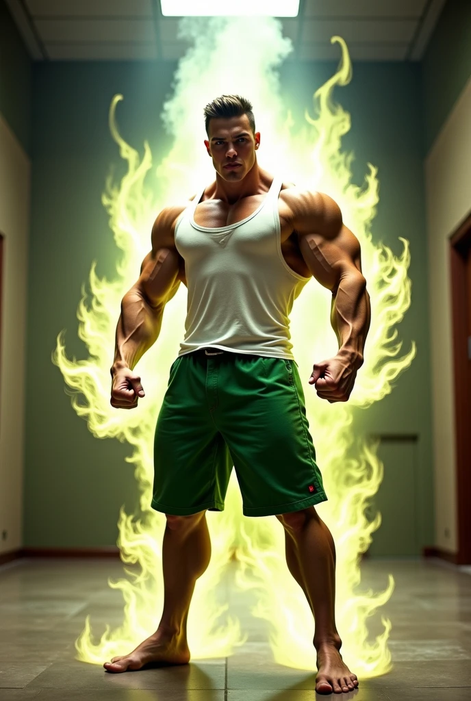 ((Obra maestra)), ((Mejor calidad:1.2)), high resolution, 8K, (ultra_realista:1.3), (photorealista:1.4), (modelo de instagram, elegante:1.2), Goku tiene cabello negro y puntiagudo que se levanta hacia arriba en varios picos, un rostro ovalado con ojos grandes y rasgados de color negro, thin, black eyebrows that are often raised in an expression of determination or enthusiasm, a small nose and a mouth that is usually curved into a confident smile, He has a muscular and athletic body due to his constant training and the battles he has faced., although it is not excessively bulky and has an agile and flexible figure, Usualmente viste un uniforme de artes marciales naranja y azul, wearing an orange gi with blue details and a black belt, una camiseta ajustada de color azul oscuro debajo del gi, botas de combate blancas y una cola de mono que sobresale de su parte trasera. Besides, lleva accesorios como botas de combate y una diadema roja, Goku suele mantener una postura relajada y confiada, but he becomes more upright and energetic when he is fighting or facing a challenge, Sus gestos son expresivos y reflejan su personalidad apasionada y valiente.