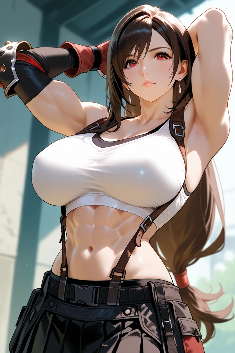 (8K), (Best Quality), (masutepiece: 1.2) Sexy female boxer punching a concrete wall (View from above)