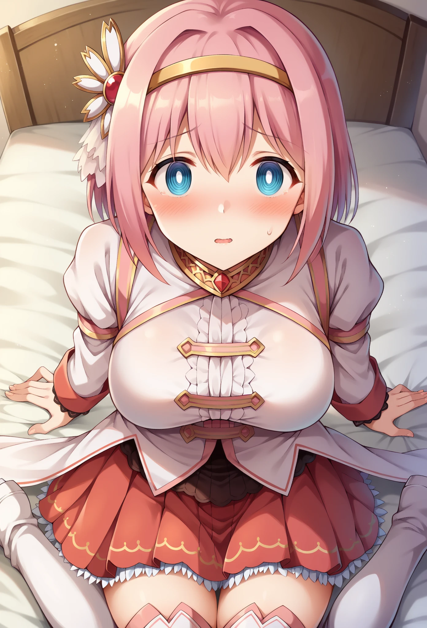 ((masterpiece)), ((best quality)), (ultra-detailed), on the bed, a cute girl, 1girl, solo, kimono, japanese cloth, ((beautiful eyes)), light smile, ((open chest)), ((cute nipples)), small breast