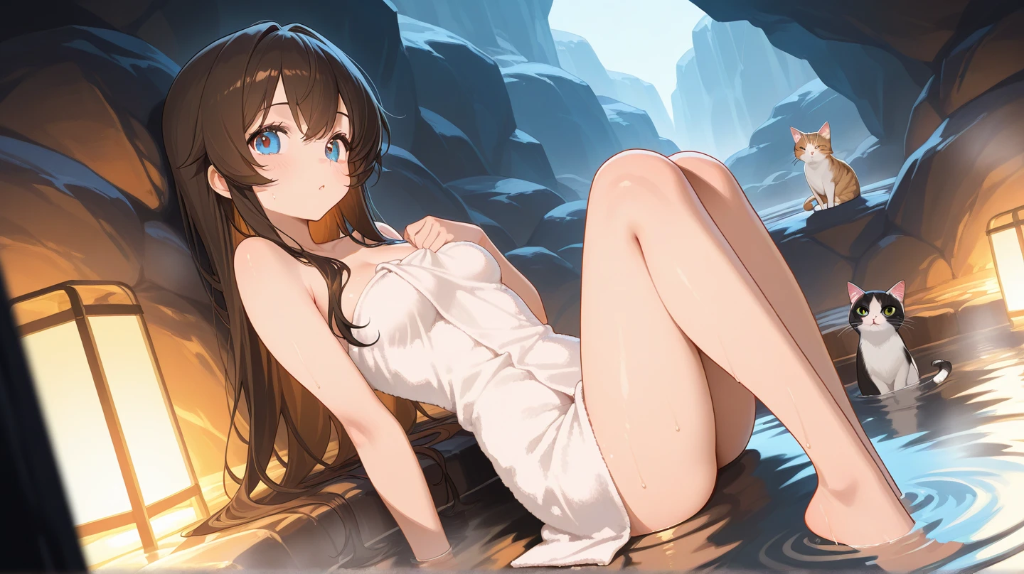 Best quality, ultra high resolution, (photorealistic:1.4), Moonlight falls on the girl&#39;s face ,the girl&#39;s arms are spread apart ,a cave, Midnight, draw up, wide angle,moonlight is clearly visible, a girl stands on a hill inside a cave, in the place where the moonlight touches the girl&#39;s face there is blood, The girl's eyes are closed 