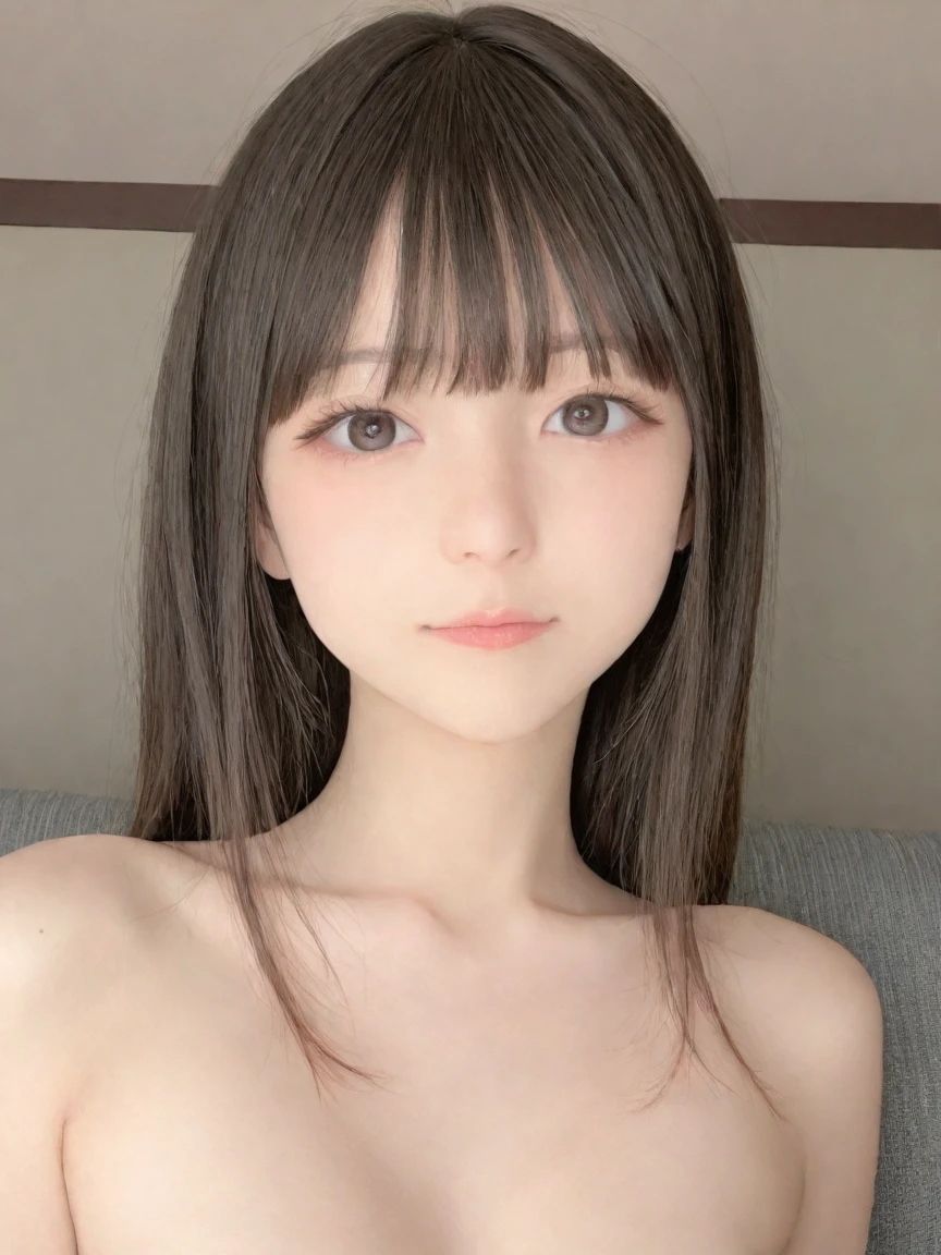 absurdres, (masterpiece, best quality), (ultra-detailed), extremely detailed,super high resolution, (Top Quality photorealistic Illustration), (Super Definition), (best quality,masterpiece:1.0),(cute illustration), (high Saturation:1.2), highres, ultra-detailed, 32k,8k resolution, intricate details, cinematic scene, detailed background, Soar (High chroma),(Sparkling),bathroom, depth background, in the sandy beach, ocean, splashing, blue sky, windy, rim light, sunlight, beautiful lighting, strong light,BREAK (one girl) (kawaii), (cute), Beautiful and delicate eyes, Delicate and beautiful face, Facial accents, Perfect figure, (show off small nipples:1.6), (small areolas),(open shirt), Uniforms、bright expression、short bowl cut、Young shiny shiny white shiny skin、Best Looks、Natural black hair with dazzling highlights、shiny light hair, (short hair), silky straight hair、Beautiful bangs that shine、Double eyelids、eye liner、Glowing crystal clear attractive big brown eyes,(Very beautiful nice cute 14 year old Nordic girl)