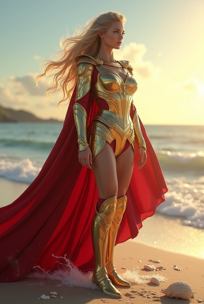 Masterpiece, Beautiful blonde woman, wearing a supergirl leotard, gold belt, red cape, wrestling tentacles in the mud, wet skin, defeated, realistic