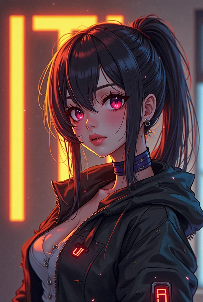<lora:RetroWave_PonyXL:1> score_9, score_8_up, score_7_up, score_6_up, source_anime, retrowave, mountainous horizon, sunset, neon lights, cityscape, 1girl, fox ears, looking at viewer, cleavage, off shoulder, neon trim