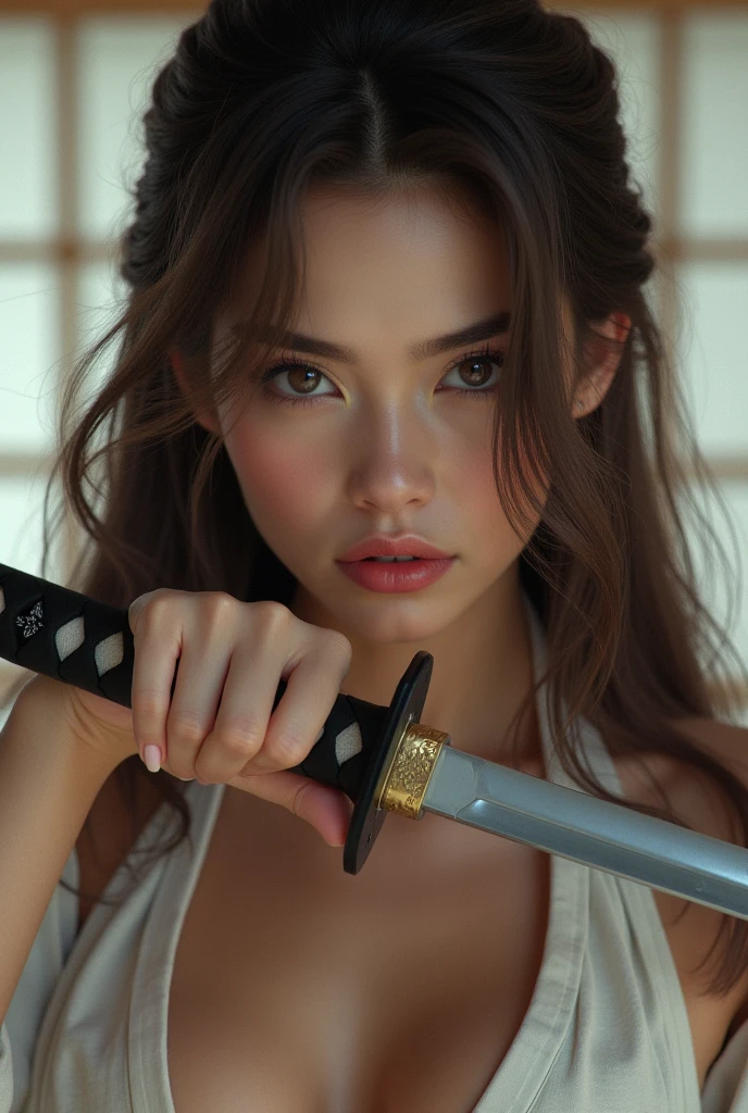(masterpiece, highest quality:1), (realistic:1.2), light, written boundary depth, (detailed face, face focus:1), game CG, Super detailed, 8k, intricate details, hiqcg,
1 girl, alone,anime, looking at the viewer, kunoichi, 10 years old, full body image, ninja pose, Japanese sword, kunoichi's clothes, Upper body, Ninja Run, tattoo, full body image, kunoichi pose