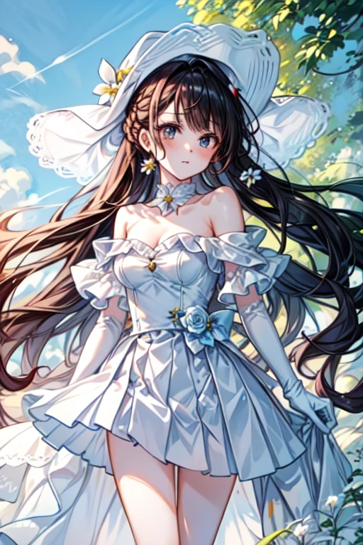 1girl in、A smile、A delightful! Wearing a stuffed rabbit、(small tits)