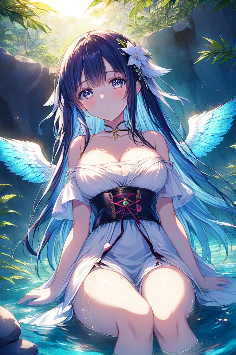 Beautiful Chitanda, 只有一个beautiful girl,Purple Eyes, Black Hair, Naturally straight hair, Straight bangs,Extremely refined,open your lips,Face is so red,Very white skin,big eyes,Flowing long hair,beautiful girl, Like a dream,Slim,Soft, (Sensual), (Kawaii), Dream quality,night,moonlight,Starlight,Swallowed by the swamp,Fallen Leaves,no pants,No clothes,Exposing breasts,No pants,Delicate clavicle,Delicate hands and feet,Bare neck,Bare thighs,Exposing the groin,Camel toe,Bare legs,barefoot,extremely shy,Ultra-high resolution, (masterpiece:1.2, best quality), (Delicate and beautiful eyes: 1.2), (Beautiful and delicate face)