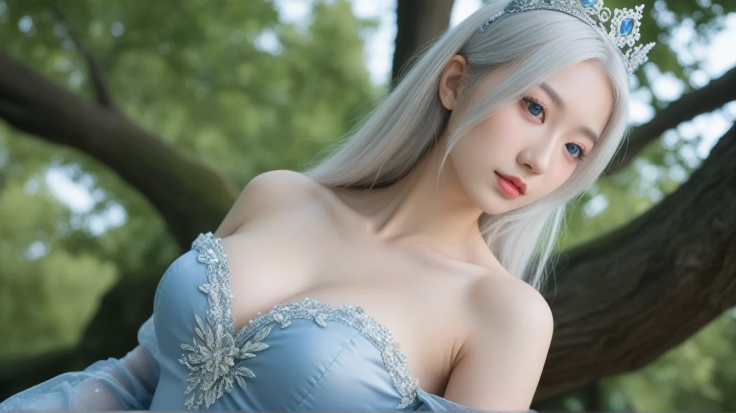 (heavy breasts)、top-quality、masterpiece、超A high resolution、(Silver Dragon Armor)、(((Colossal tits))),dragon armor、(((Detailed Micro Bikini))),(Wearing a beautiful crown made of jewels),(Photorealsitic:1.4)、Raw photo、女の子1人、(((Random hair))、(((Take different poses)))、glowy skin、(((White Chinese Dragon)))、Intricate and ornate hair ornaments、(Gorgeous Jewelry Necklaces)、(Mystical expression)、(Full Body Angle)、(Fight big dragons)、(Metal bikini)、((beautiful lake background)),(beautiful forest background)、Precipitous cliffs、(Castle background)、((super realistic details))、portlate、globalillumination、(sexypose)、Shadow、octan render、8K、ultrasharp、Colossal tits、Raw skin is exposed in cleavage、metals、Details of complex ornaments、Japan details、highly intricate detail、Realistic light、CGSoation Trends、Blue eyes、radiant eyes、Facing the camera、Precipitous cliffs、Toostock、(Full Body Angle)、(veils)、(((Heavy Big))),