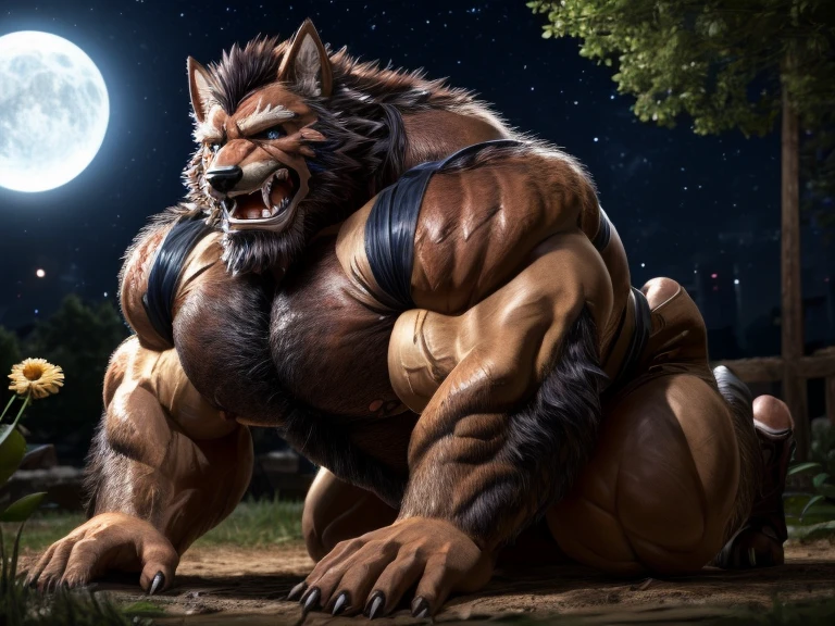 werewolf ,big muscle, strong fat,big belly , fighting pose,sharp nail