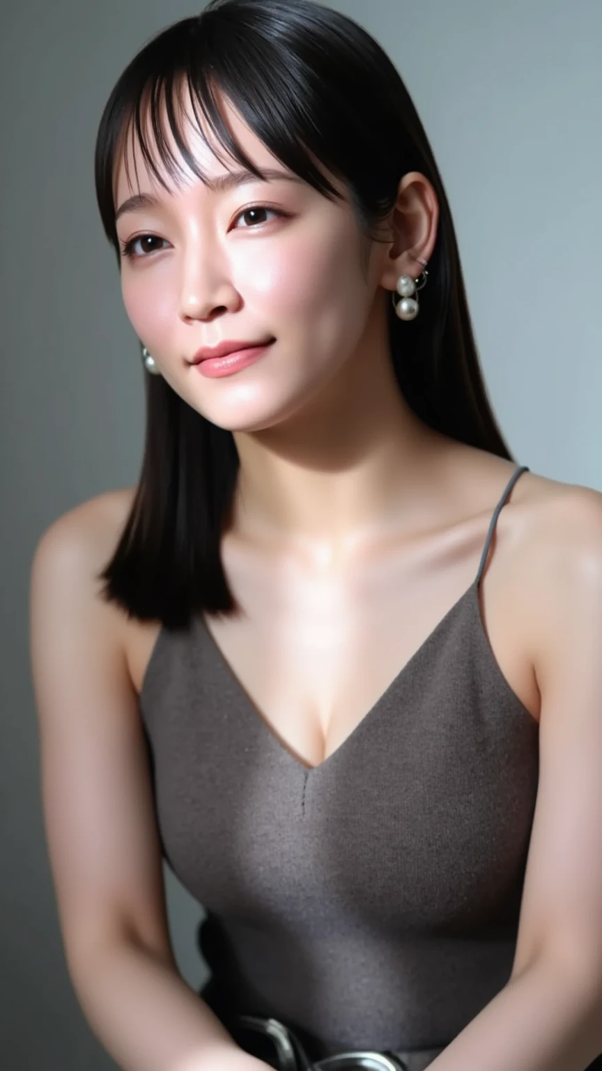 (One girl), short hair, Great face and eyes, smile, energy, vitality, (camisole, Lace panties:1.2), (camisole with open chest:1.4), (highest quality:1.4), Very detailed CG 統合 8k 壁紙, Very detailed, High resolution raw color photos, Professional photography, Realistic portraits, (Bedroom), Straddle, White Wallpaper, Portrait of sexy girl, Feelings , Exposure, (View from below:1.1)
