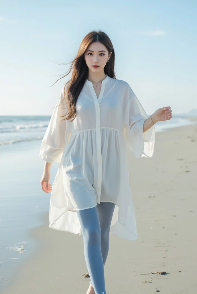 Namjoon, inmersiones bajo el agua, loose and short tunic, textura de piel detallada, hermoso mar azul, Sunlight flows through the water, cabello mojado que fluye, Dream atmosphere, vibrante mundo submarino, (8k, foto cruda, mejor calidad, Obra maestra:1.2),(realista, photo-realista:1.37),