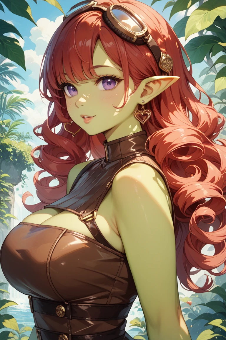 (((solo,1woman, mature, alone))), zyra, ((long hair, red hair, glowing yellow eyes, lipstick, makeup, narrow waist, skinny, medium breasts, alone)), pelvic curtain, ((green panties, green bra)), full body, perfect body, (insanely detailed, beautiful detailed face, masterpiece, best quality), (extremely detailed 8k paper CG wall unit: 1.1), (florest, dusk), (smile face for the viewer),