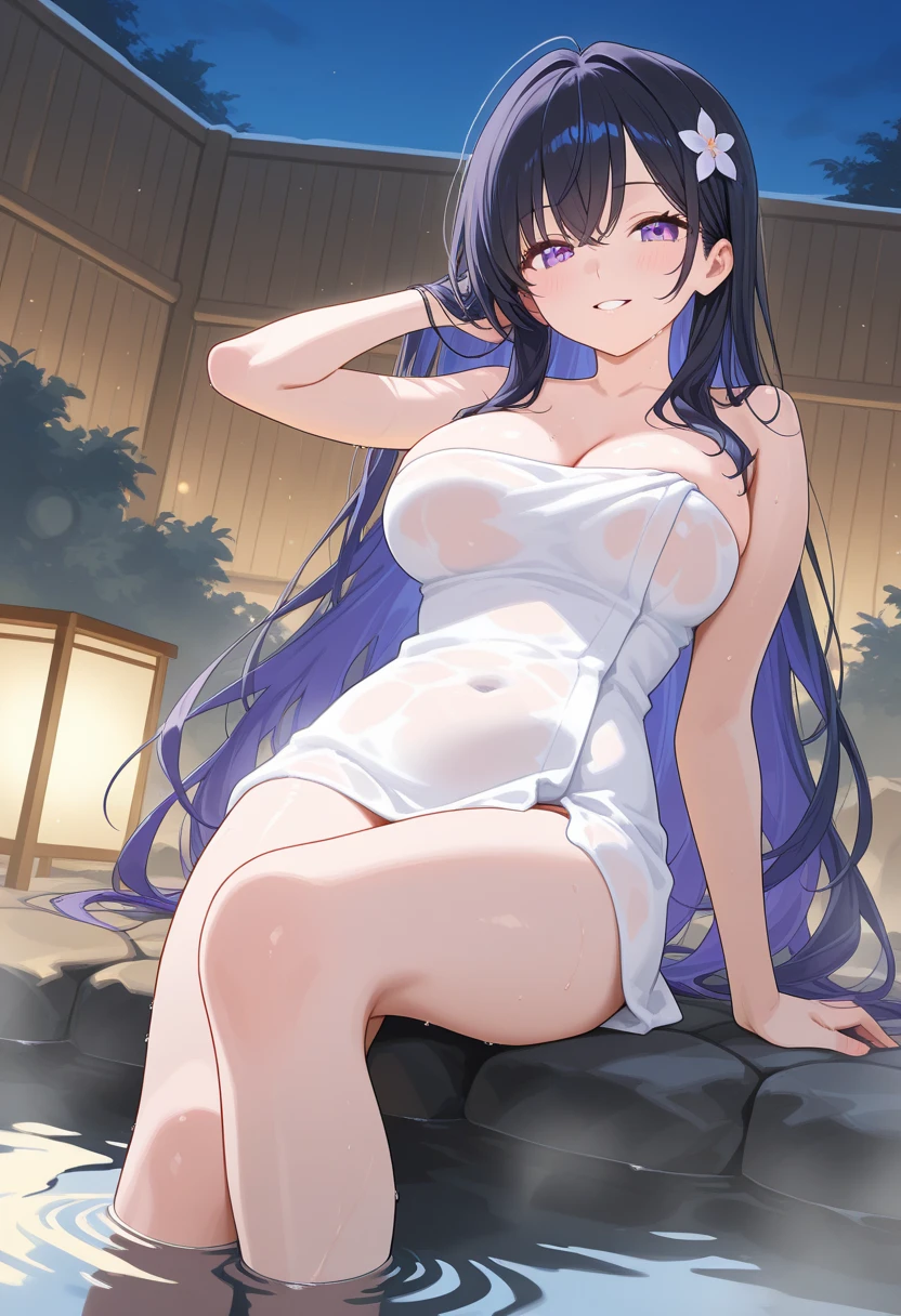 perfect hand,perfect anatomy,big moon night,masutepiece,Best Quality,Ultra-detailed,High resolution,Unity 8k壁纸,super detailed skin,Cinematic lighting,Beautiful detailed eyes,(Ideal ratio body proportions,small breasts:1.5), underboob, (Small bikini:1.4),((slim)), Thin, an hourglass figure, Toned, Flat belly, (wide hips), (bear a child on the hip), micro bikini, thick thighs