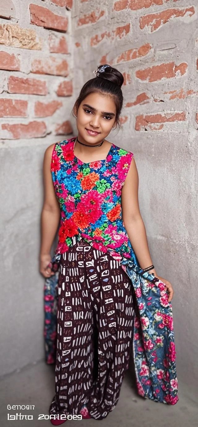 Pregnant 5 year old girl kid wearing crop top and skirt