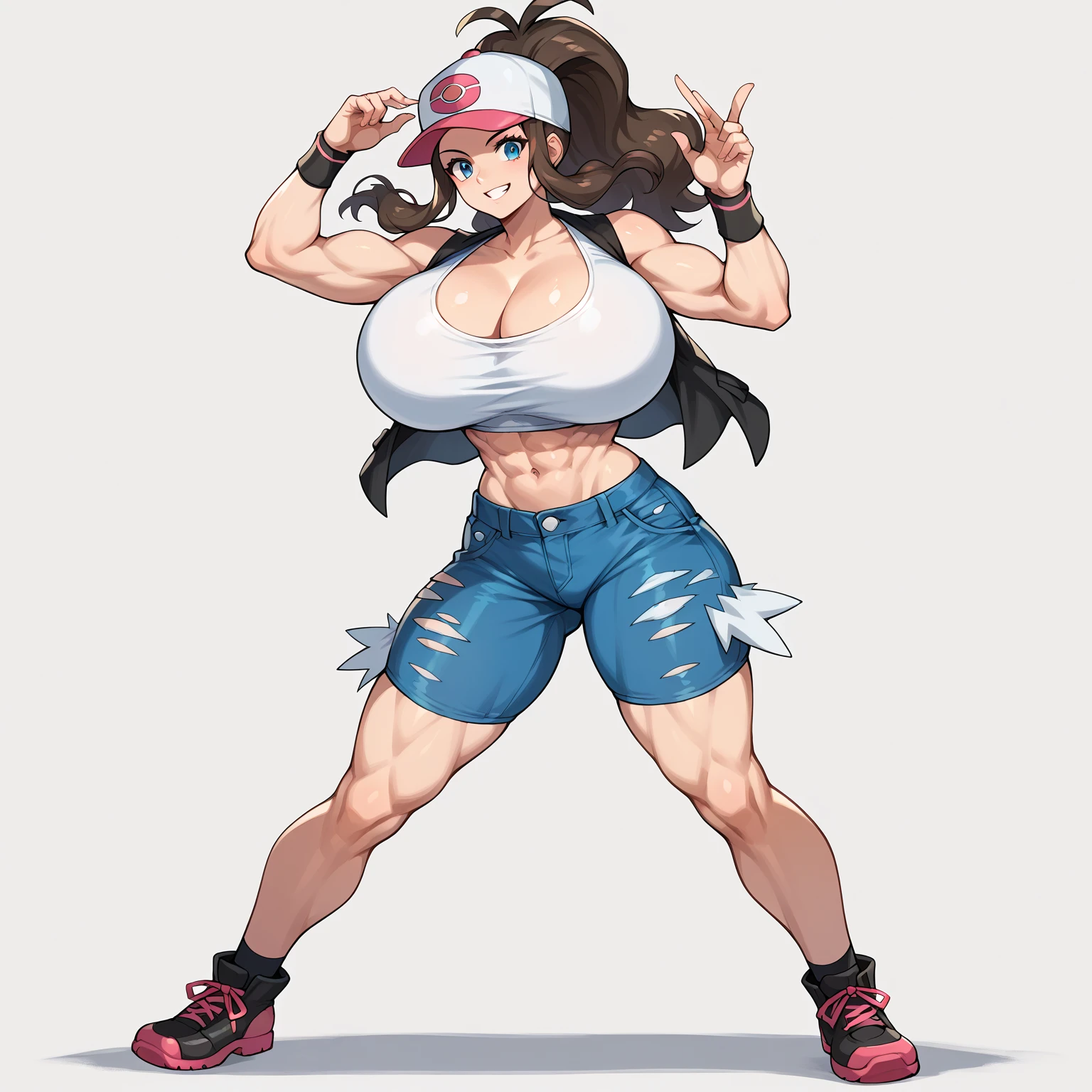 ((My Hero Academia Style)), (Simple background), ((1girl)), (((High resolution)))), ((solo)), (white backgrounid:1.3), (((A strong and confident girl))), ((((Ragatha)))), (((The Amazing Digital Circus))), (((is wearing boxing gloves black and flexing her biceps))), ((((she wears black sports bra and shorts)))), (((the biceps on her arms are flexed))), ((((Her lips are slightly parted)))), ((((wearing boxing gloves black)))), ((((flexing her biceps)))), ((((perfect anatomy)))), ((((perfect hands)))), ((((perfect face)))), ((((super detailed)))), ((((photo of full body:1.5)))), ((((wide thighs)))), ((((toned thighs)))), ((((wide hips)))), ((((toned hips)))), ((((toned calves)))), ((((Marked muscles)))), ((((toned body)))), ((((Abs)))), ((((marked abdomen)))), ((((exposed abdomen)))), ((((Bare legs)))), ((((ragdoll skin)))), ((((ragdoll seams)))), ((((ragdoll body)))), ((((redhead curls))), (((curls))), (((redhead))), (((blue button right patch))), (((right button patch))), (((blue right patch))), ((((blue button patch))), (((patch))), ((blue button)), (((sexy posture))), (((medium breasts))), (((broad shoulders))), (((Amazon body))),