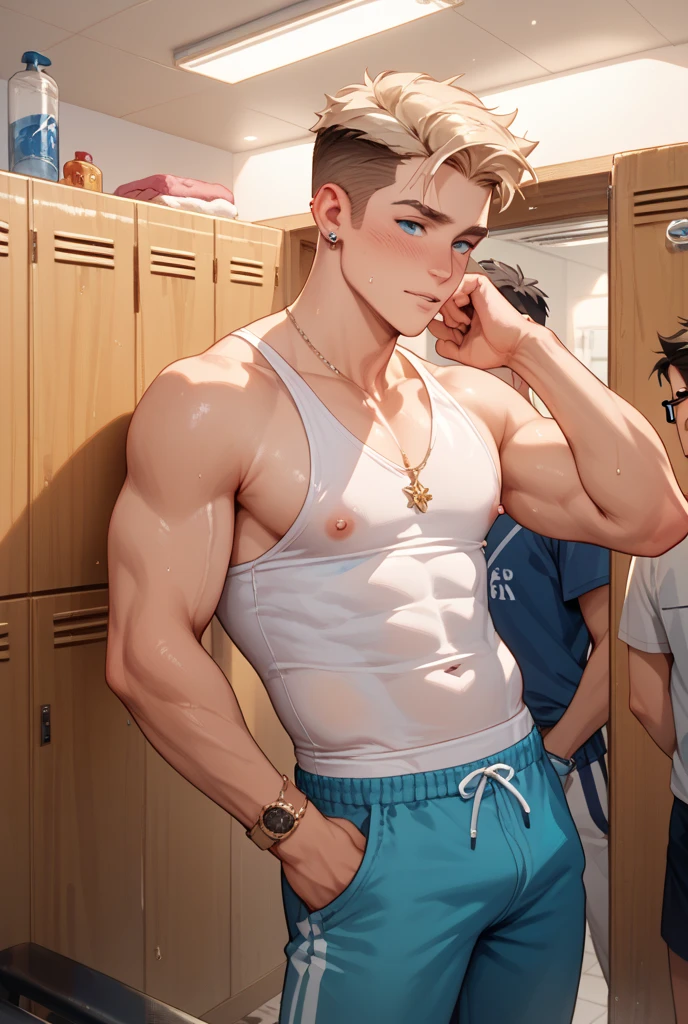 ((ultra realistic)), (15-year-old boy face), cute weak body, slim body, rebel hair, happy thoughtful male observer has a walk, guy standing in front of a building with a naked torso, youngster, cute young man, perfect slim body, slim body man, medium shot of a handsome man, beautiful handsome body, perfect body y proporcional, full front shot, withe skin, blonde hair, in the locker room, beautiful young man, homosexuals, ((very huge dick)), twink boy.