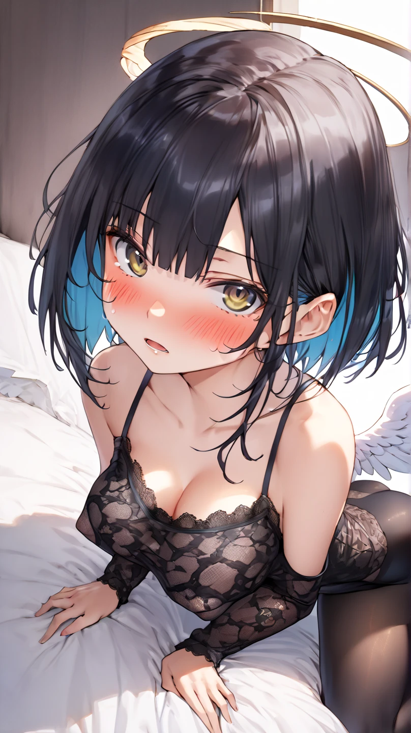 Adorable cute, Curly Hair, Soft Hair, Cute Bangs,Soft and fluffy white and black, Adorable, masterpiece、Best image quality、最high quality、 cryin ,Cute Characters, Most detailed, high quality、(missionary, 1boy, penis, lying, vaginale, ass pov, spread legs, Sex, nsfw)、nose blush、steam、Shiny Hair、Very fine and beautiful bright eyes、Very detailed, clear and beautiful face, Awards, Anatomically correct、((Scared))