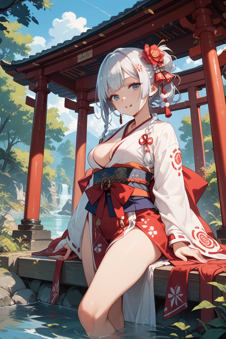 Naughty shrine maiden、super big breasts、NSFW、wearing shrine maiden clothes