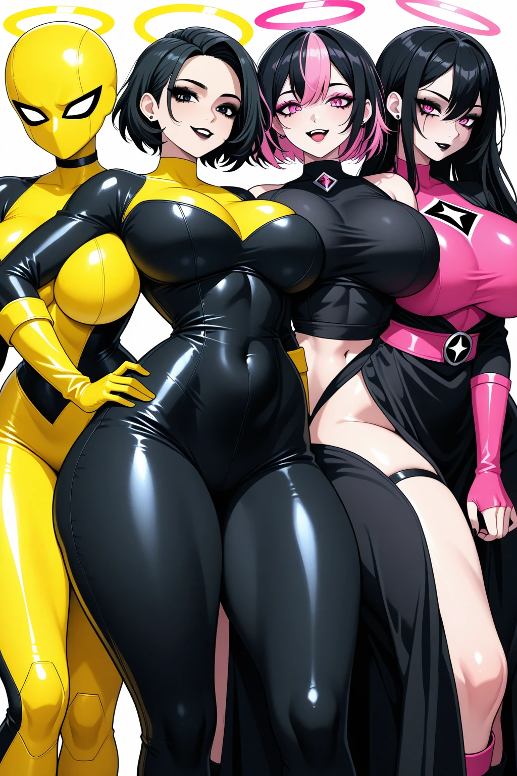 COnjoined  arachne nico robin with three heads, four arms, six legs and six big fake breas
