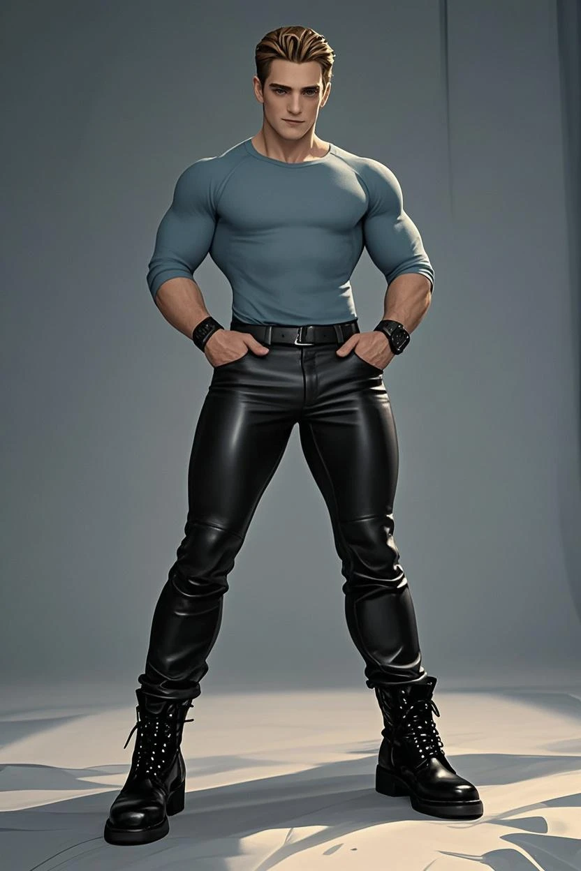 (masterpiece,best quality,8k,ultra-detailed:1.5),ultra realistic,solo standing male,muscular,handsome,(((perfect face,perfect eyes))),looking at viewer,(topless),anime style,illustration,(''underwear,big bulge''),realistic shade,detailed beautiful face and eyes,perfect body,(((full body))),shiny skin