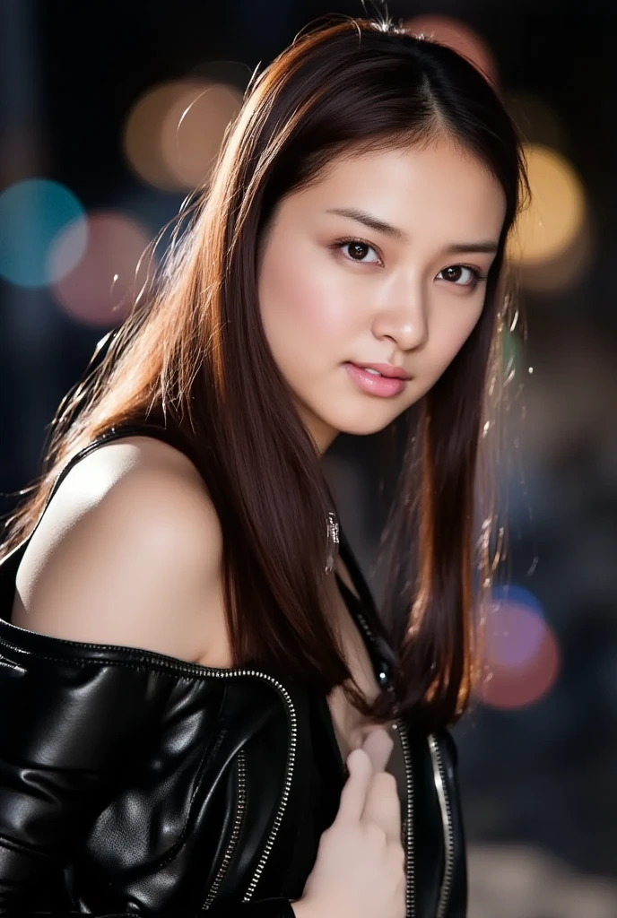(RAW photo, best quality), (realistic, photo-realistic:1.2), 1girl, high quality, (high detailed skin:1.4), puffy eyes, gorgeous hair,  (dark room:1.3), (rim lighting:1.3), (dimly lit:1.3), (dark night:1.3), indoors, portrait, black hair, dark background, short hair,