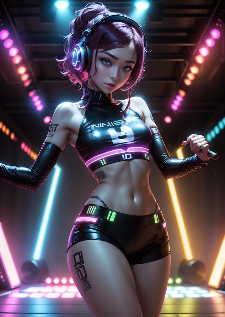 1girl,solo,best quality, masterpiece, 8k,raw photo, Year 2510, Futuristic Topless Space Woman tied up with ropes
