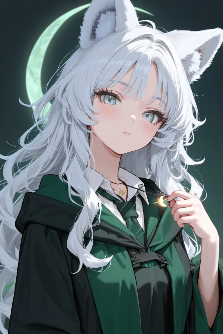 <lora:avas_retro_06-04:1>,
bangs, yellow sleeves, white hair, blush, breasts, dress, gloves, black background, hands back, looking at viewer, open mouth, braids, short sleeves, sidelocks, smile, solo, sparkle, two-tone dress, black dress, white gloves, green headwear, green eyes