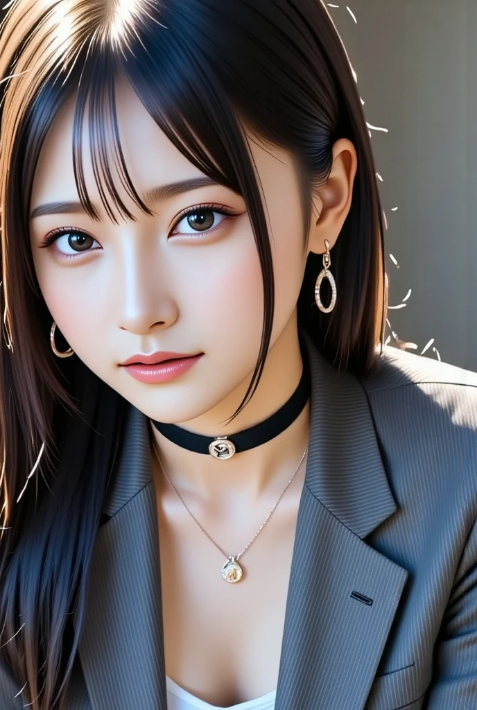 masterpiece, Multiple mature women per photo, Front view, Cute Japanese middle-aged woman, Long Bob Hair, (White Dress), Very cute face, Glossy Lips, Double eyelids on both eyes, Natural Makeup, (Brown Hair , Long Bob Hair), Asymmetrical bangs, High resolution, Attention to detail, Detailed hairstyle, Detailed face, Cinema Lighting, Octane Rendering, Ultra-realistic, Perfect limbs, Perfect Anatomy, Black choker, Brown eyes, Big Breasts, ((The body is slim:1.5)), Cool Beauty, Slim face, smile, Cleavage, Fantasy World, ((Straight Long Hair)), Mature sex appeal, ((Servant obeying his master&#39;instructions))，large breast swelling、translucent、Hostess、Holding a luxury champagne bottle in hand