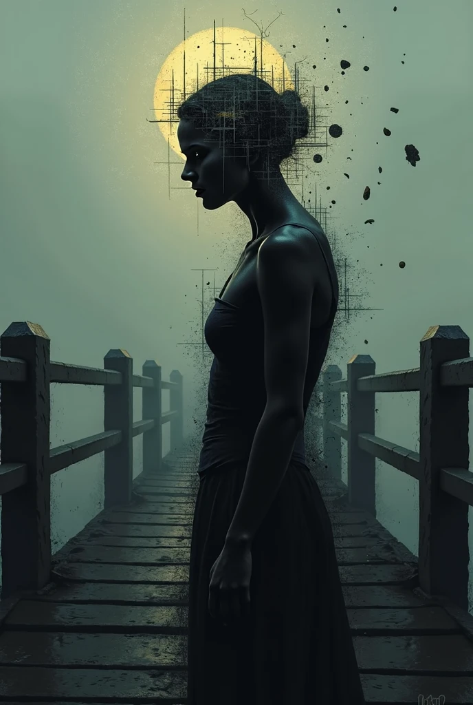 linquivera post-apocalyptic city, cyborg girl, dark atmosphere, birds <lora:linquivera:1.5>