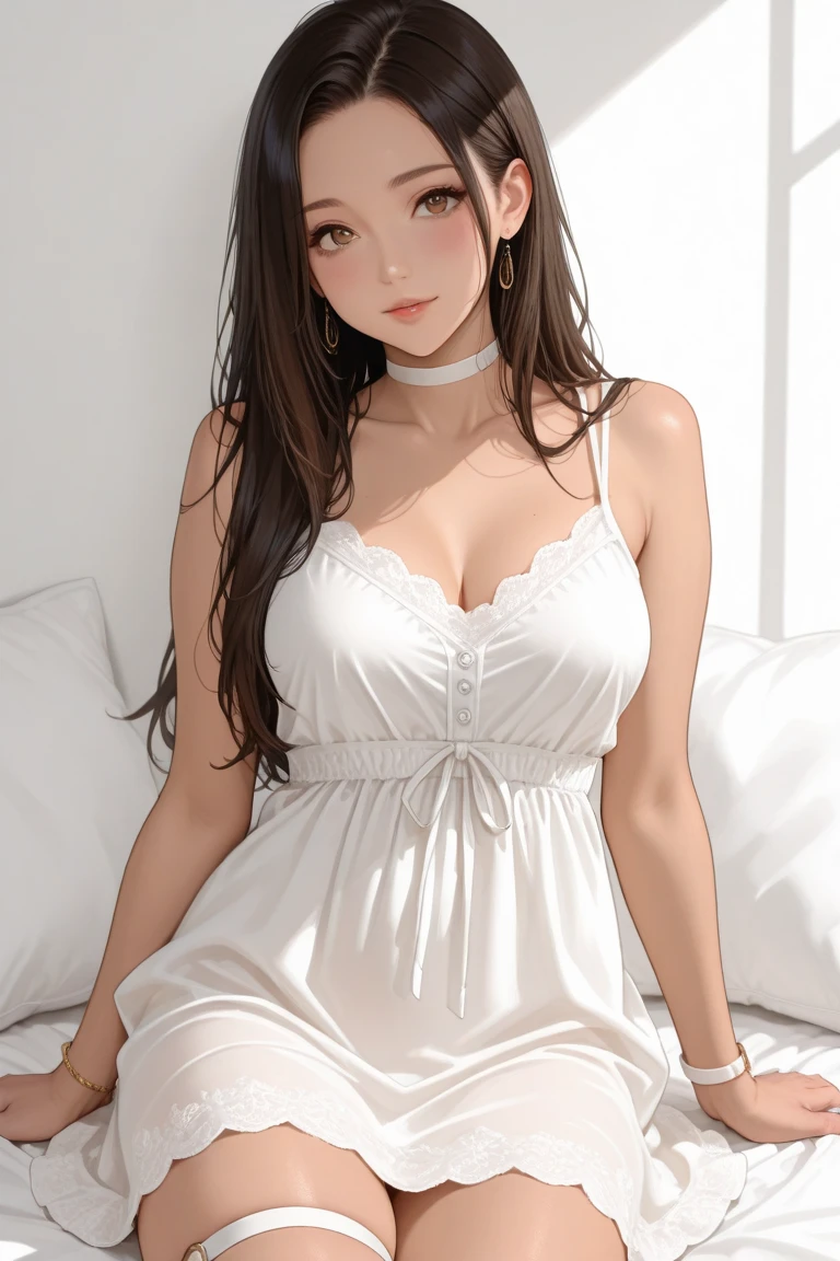 ((midnight)), ((Sharp bewitching eyes))、((A sexy))、pale skin、(((1 girl in))), ((pale skin))、Melancholy beautiful face、Beautiful expression、Sexy face、Nipple bumps, (((Lower breast)))、knee high socks、(((Beautiful breasts ))), Beautiful 、long boots、Super fine face、Delicat eyes、(Double eyelids)、 (((1 Japan Woman)))、 Beautie, sixteen years old, Wavy Hair、barechested、Underhair、Realism、wetting hair、(negligee), (See-through nightgown)
