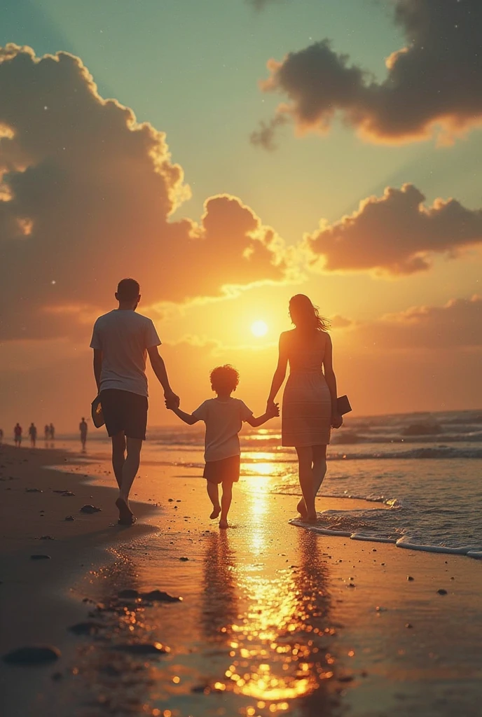 There is a family of four standing on the beach holding hands, Family standing on the beach at sunset, pixabay, Happy family, pixel, husband, wife and son, family friendly, advertising image, ,family leaving the beach, absolutely great image, with arms raised, Brad Holland, lonely family, high quality photos, family playing、
"(setting):(best quality),(masterpiece),(detailed),(ultra detailed),(insanely detailed),(ultra-quality),(highly detailed),(FHD)"