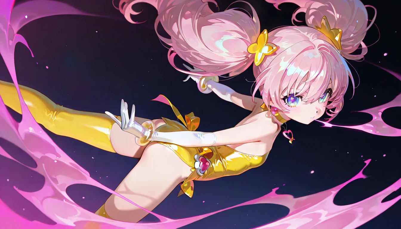 Sandy is a pink glass humanoid with a strong reddish hue. She has a small bump on his head. She also brings several golden headbands to hide his multiple body cracks. Their feet are pointed. SPARKLE; GLITTER
