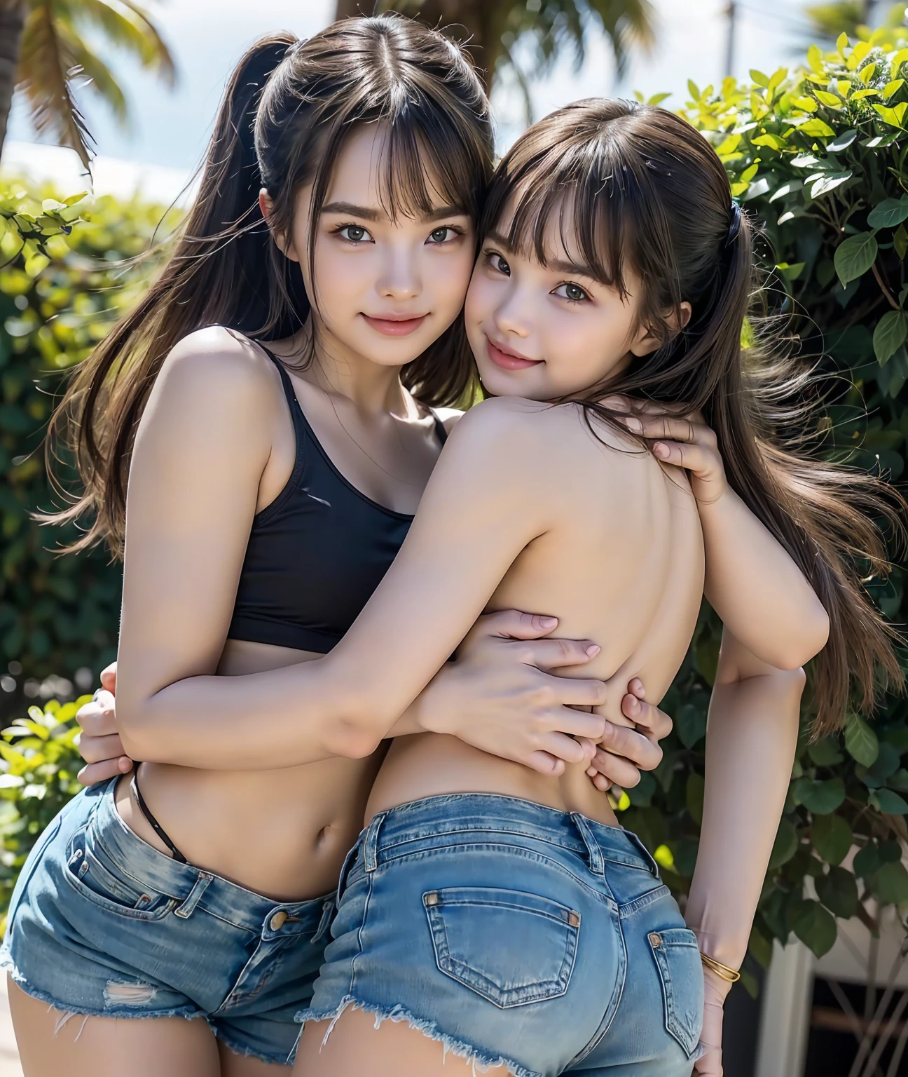 Masterpiece of ProfessionalPhoto ((ExtremelyDetailed (12 PICHIPICHI KAWAII Girls Floating in The Air in a row:1.37) in WHITE at Dusk Enoshima Beach)), {(Standing Full Body:1.2)|(from below:1.2)|Detailed KAWAII face}, Different types of hair colors, {(skinny(school swimwear))|(SchoolUniform)with Tiny AthleticShorts}, {(Corrected Childish hand)|Hidden hand|Different types of breasts|(Clearly Visible the shape of Butt)}, Joyful Expressions LifeLike Rendering, Detailed clothing texture, PerfectLighting, (Dazzling Horizon Visible through ThighGap), (Starry IridescentParticles:1.22) ColorfulClouds