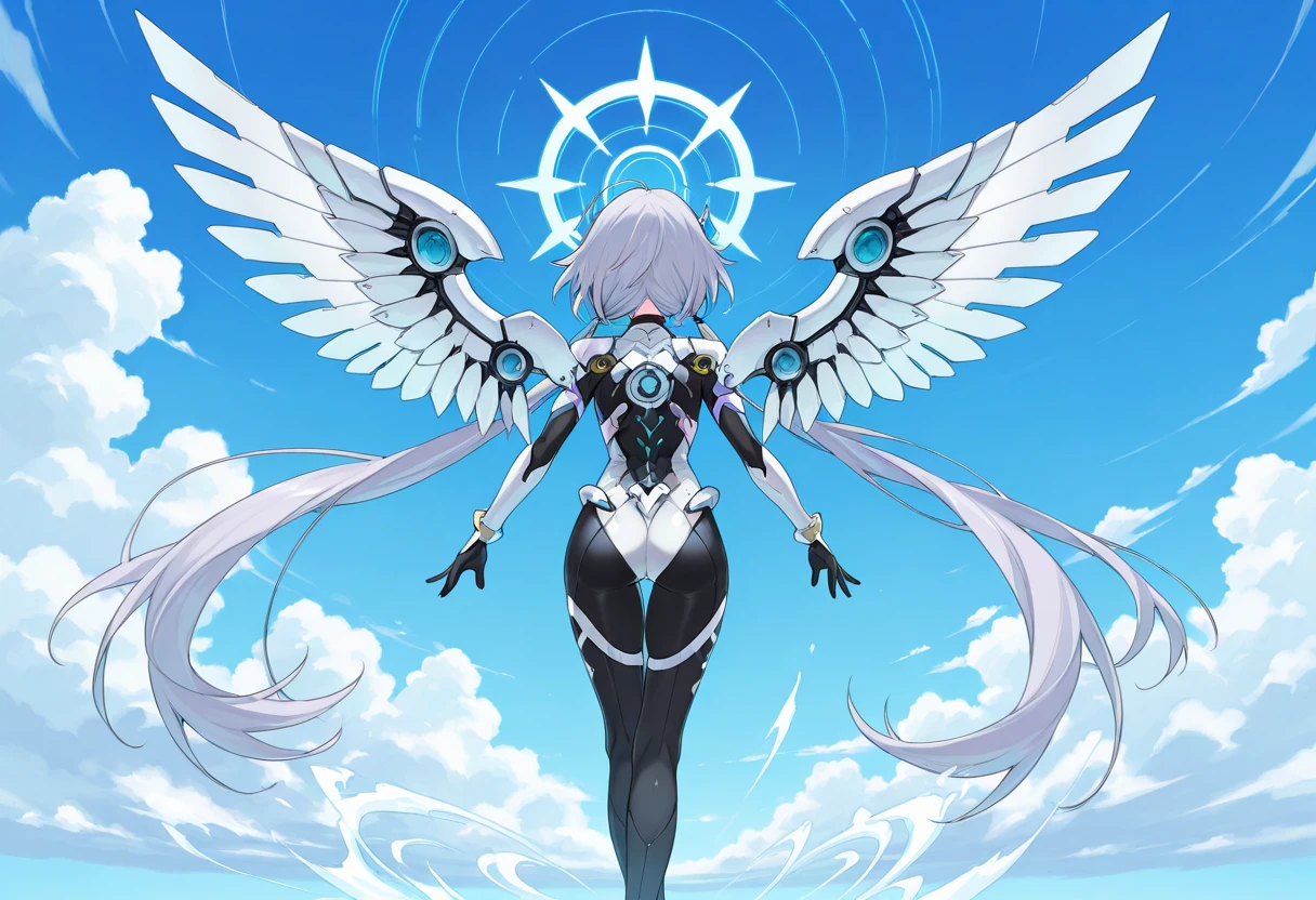 ((背中にBig Wingsが生えている))、(((Rei Ayanami)))、((白いPlug Suit))、short hair、((White interface set))、Blue Hair、【【Red eyes】】、Hair between the eyes、Plug Suit、Watery eyes、Watery eye、((Troubled face))、Droopy eyeouth slightly open))、Highest quality、8K、Red eyes、14age、((White bodysuit))、Perfect fit、One Girl、Official Art、Pretty young face、Anime Face、(Big Wings)、Clear Images、【【【Flying in space】】】、whole body、