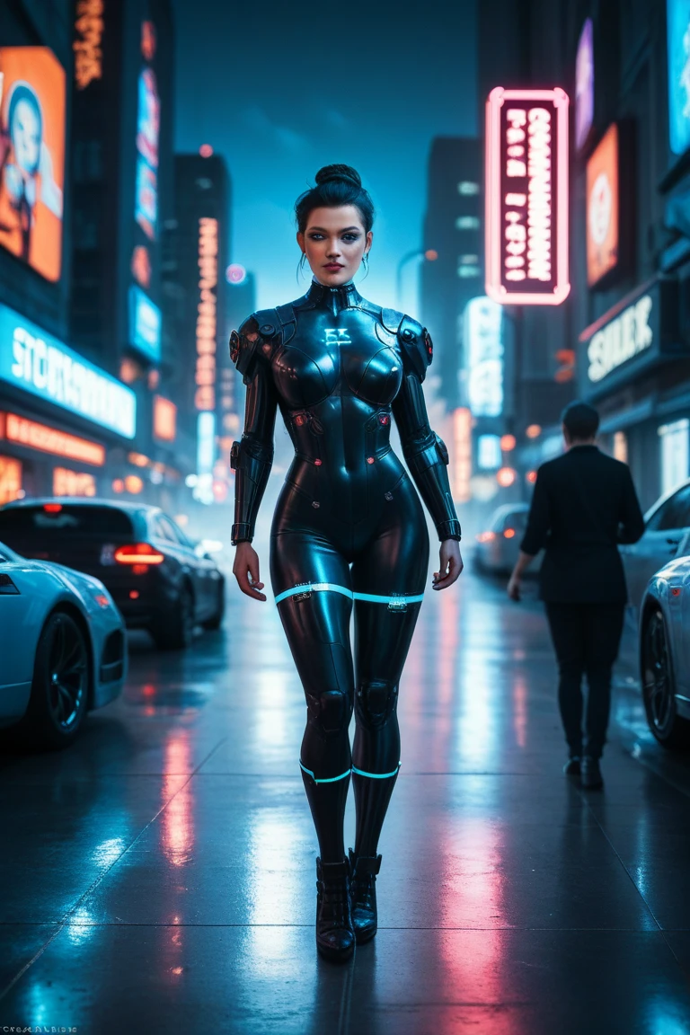 "(best quality,highres,masterpiece:1.2),ultra-detailed,(realistic,photorealistic,photo-realistic:1.37),cyborg,black,with intricate design,advanced,impressive,in a smart city at night,neon lights,technological atmosphere,cyberpunk vibes,futuristic architecture,glowing signs,shadowy alleys,reflective surfaces,urban chaos,mysterious aura,sleek and streamlined look"