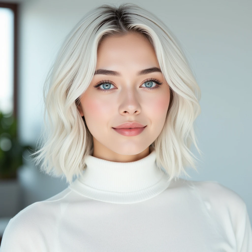 <lora:jsscn1gr1-000009:1> a candid portrait photo of jsscn1gr1 with a smirk on her face, large breast, getting ready top cross the street, standing straight, wearing a turtleneck sweater , background is a busy city, lighting a cloudy day,, (high detailed skin:1.2),