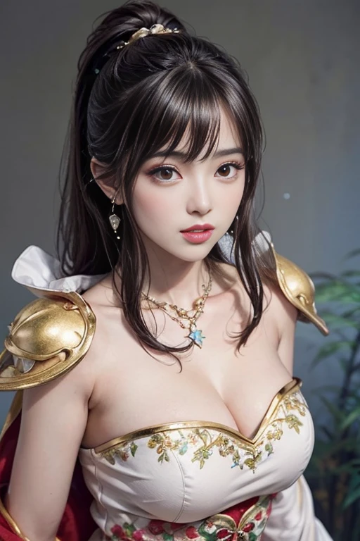 "(highest quality: 1.2), masterpiece, extremely detailed 8k uhd, ((Official Art)), CG, 1 Ultra-Detailed Goddess of War, A temple in the ruins of a ruined empire々Standing Up Together, (Dynamic posture: 1.3), Thick armor reveals the heart of the conflict, (Finer details), Shine光, Places with strong light, (armor of historical importance:1.2), Shine金属の鎧, (鎧にShine魔法のシンボル:1.3), (There was magic all around her.:1.3), Long black hair waving in the wind in every detail, Detailed Weapon Holding, (Sharp Sword, Shine:1.3), 決意とビジョンに満ち溢れたShine瞳, ((Silver Armor)), A shield that reproduces the symbol of immovability with ultra-precision., (intense expression:1.1), (After her, A new empire is soaring into the sky: 1.4), (Light is、Highlighting her dominance and rebirth behind the scenes:1.4), (Fiery red flags fluttered:1.1), (The wind carries whispers of new beginnings:1.1), (Wisdom and Regeneration:1.2), (Strong stance:1.2), (Overwhelming Mystical Power:1.2), alone, (Shine汗:1.1), gem armor, (The contrast between silver and gold:1.3), (The overall red color covers the scenery:1.4)"