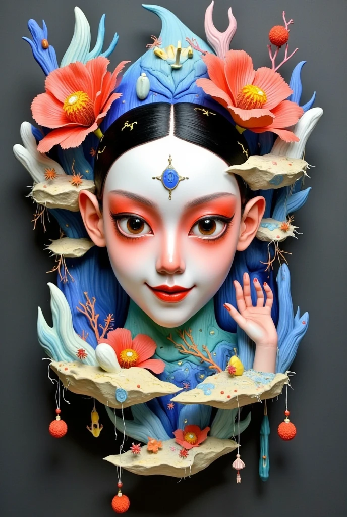 Draw a woman in a mask,A face was drawn on it, Inspired by Ai Xuan, inspired by Yanjun Cheng, Guviz-style artwork, Inspired by Gao Xiang, inspired by Gao Cen, Inspired by Gao Qipei, inspired by Gao Kegong, ai assisted digital painting, inspired by Zhang Xuan, Anime style mixed with Fujifilm