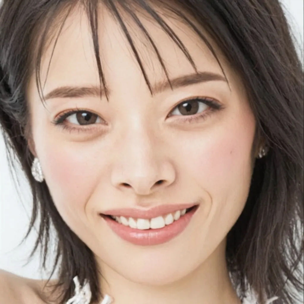 (1girll:1.2),(8K, Best quality, tmasterpiece), (Realistic, photo-realistic:1.37), ultra - detailed, adolable, solo, cute Japan woman,brown hair,By bangs, curlies, hair over shoulders, Beautiful and delicate eyes,Eyes speak,long eyelasher, ssmile,Moisturizes skin,V-neck white lace dress,Magnificent view,Titillating,Very sexy,and the sun was shining brightly,Beautiful detailed sky