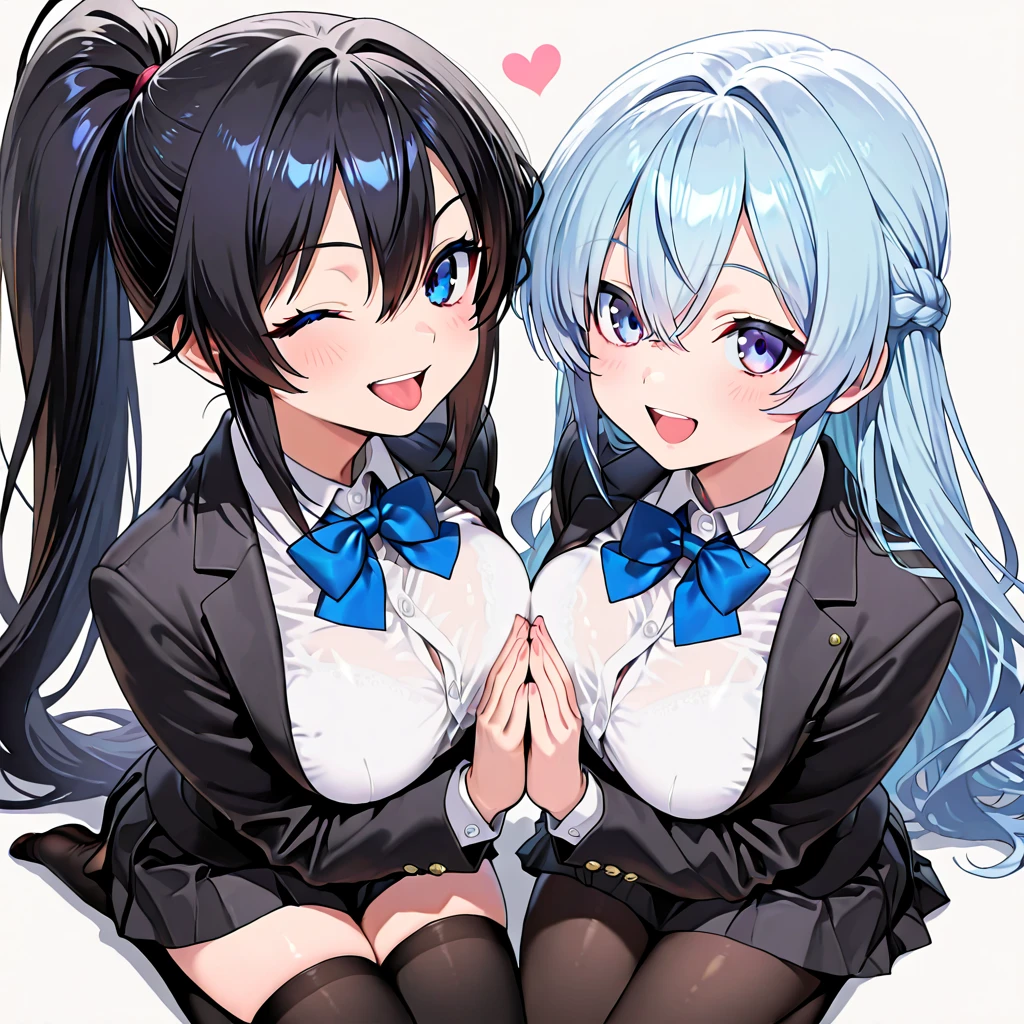 3 School girls, shirt, big boobs, boob grab