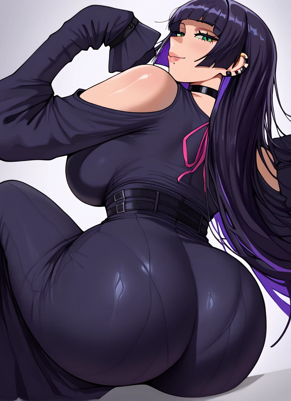(masterpiece), best quality, purple, expressive eyes, , purple perfect face, gym, workout, hot, sweating, sweaty, tan, big , tan skin, flustered, purple, purple clothes, blush, purple clothes, see thru, yoga pants, black hair, backview , curvy woman , black hair, purple eyes ,, purple pants ponytail, purple, purple clothes, purple pants, curvy woman, multiple men, curvy, massive breasts, massive ass, curvy milf, sweating, blush, blushing, cute, taking selfie, selfie, selfie infront of the mirror, black hair, ponytail, slefie, taking selfie with phone, iphone, taking pictures with iPhone, selfie, taking selfie , blushing, embarrassed